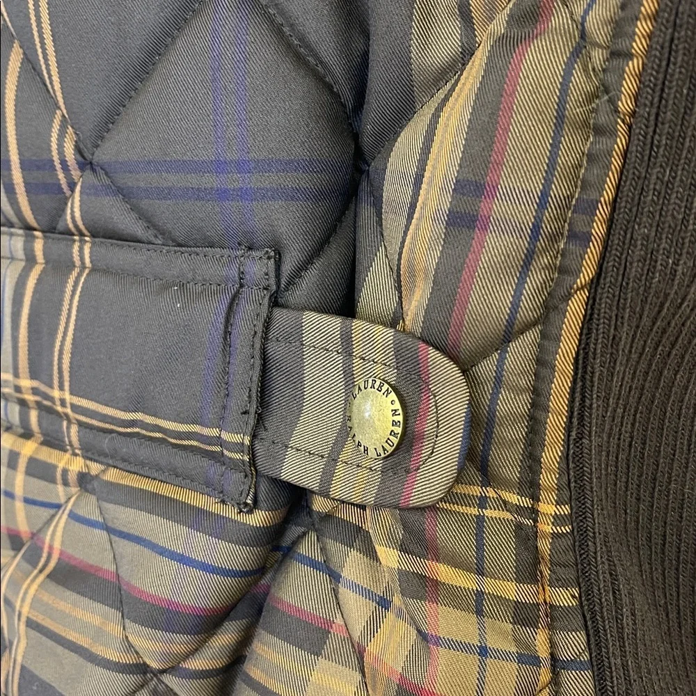Lauren Ralph Lauren Quilted Tartan Vest XS Petite Plaid Zip Snap - Picture 5 of 10